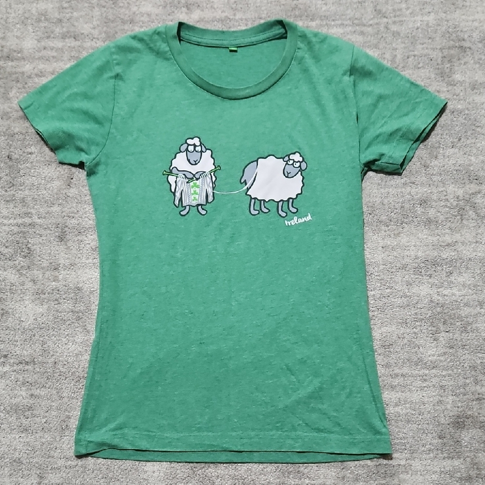Green Graphic T-Shirt with Sheep Design